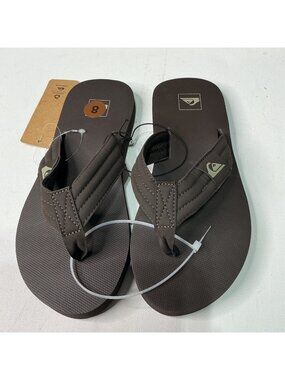 Quiksilver Mens Brown Flip Flops Size 8 With PU Upper & Rubber Sol